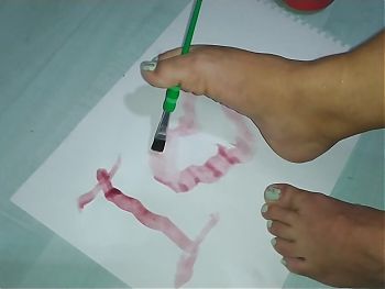 Horny Feet Fetish Mom Nikita Shaves Her Legs And Paints With Her Toes 