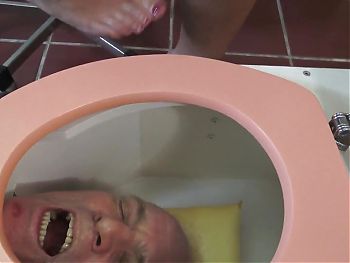 Toilet trash for pedicures and spit! Madame Carla degrades her old slave as a pedicure slave and spittoon!
